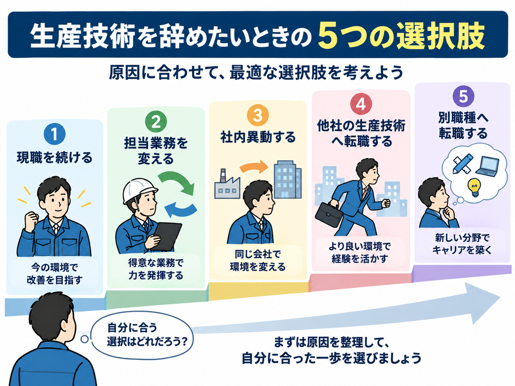 生産技術を辞めたいときの5つの選択肢