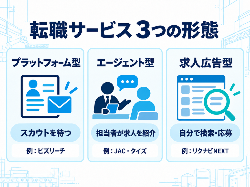 転職サービスの3つの形態