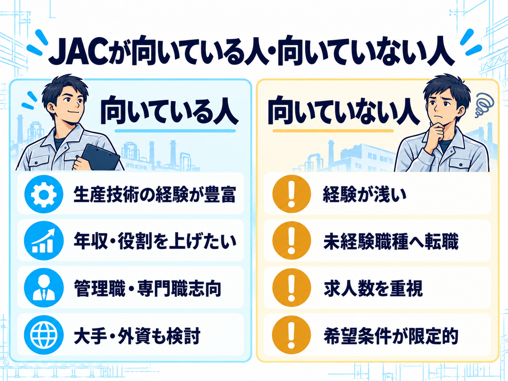 JACリクルートメントを利用するのに向いている人、向いていない人