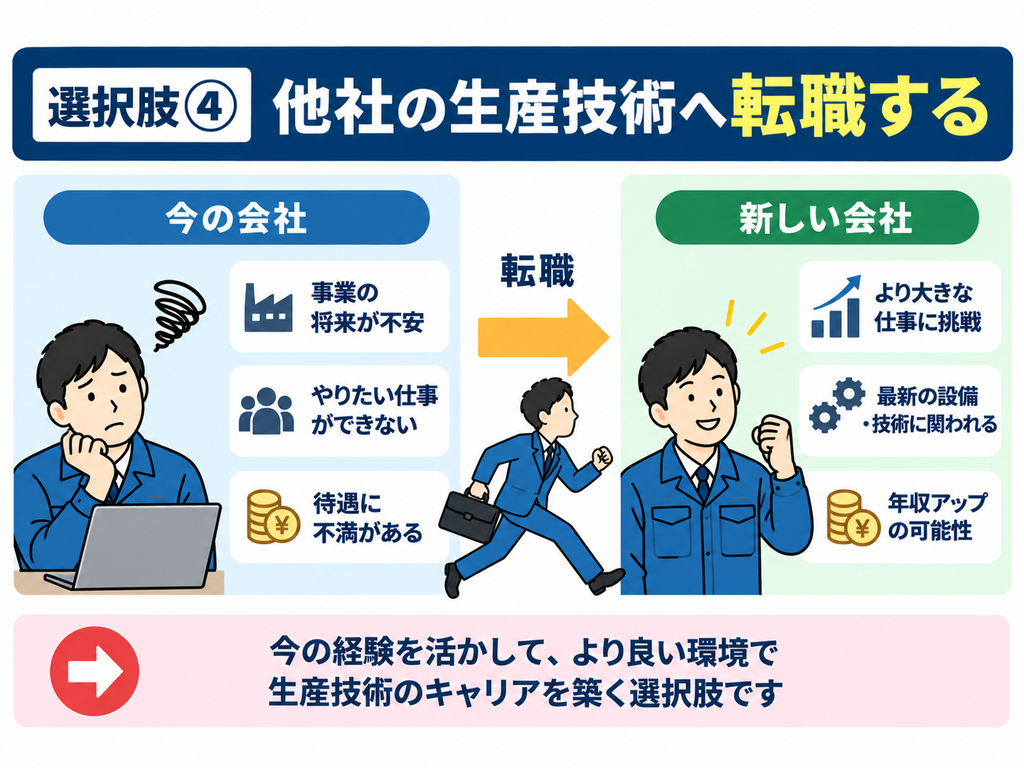 生産技術を辞めたいときの選択肢④他社の生産技術へ転職