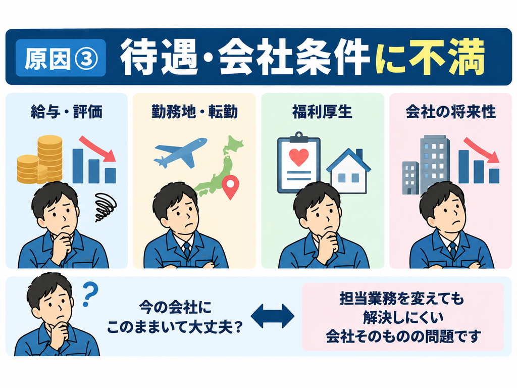 生産技術を辞めたい原因③待遇、会社条件
